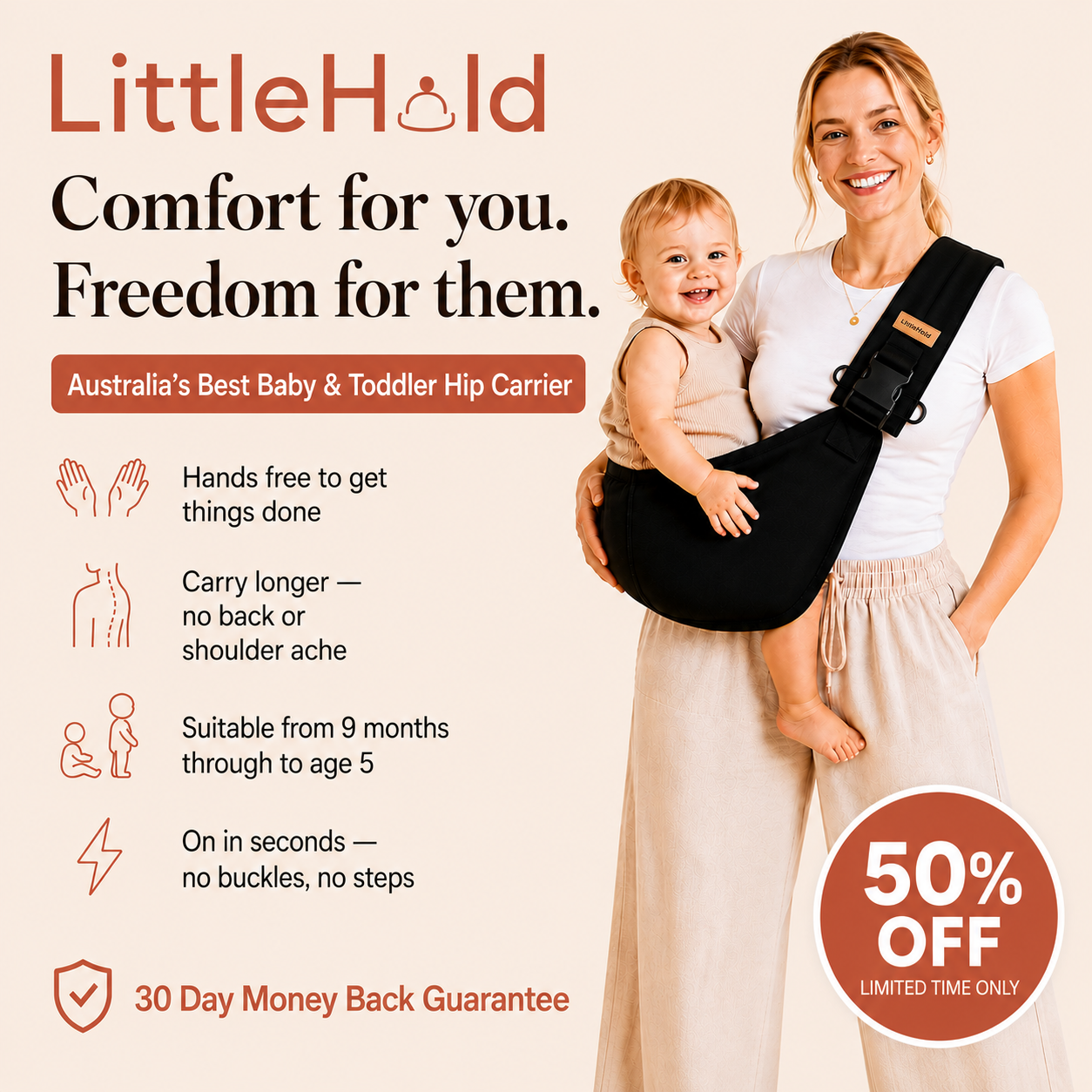 LittleHold - Baby/ Toddler Hip Carrier